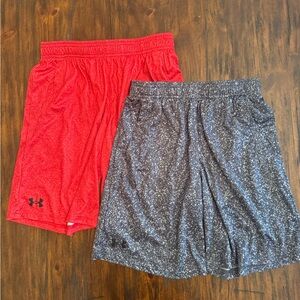 Under Armour Boys YL Red and Gray Athletic Shorts NWOT